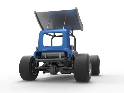 Vintage Winged Supermodified stock car Version 2 Scale 1 to 25 3D Print Model