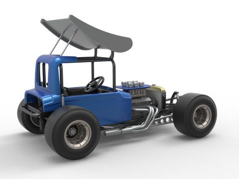 Vintage Winged Supermodified stock car Version 2 Scale 1 to 25 3D Baskı Modeli