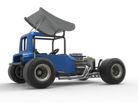 Vintage Winged Supermodified stock car Version 2 Scale 1 to 25 3D Baskı Modeli