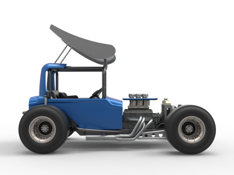 Vintage Winged Supermodified stock car Version 2 Scale 1 to 25 3D Baskı Modeli