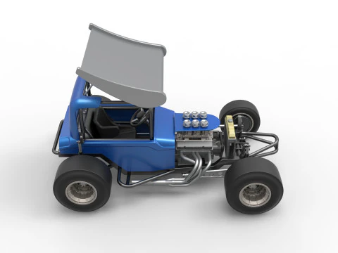 Vintage Winged Supermodified stock car Version 2 Scale 1 to 25 3D Print Model
