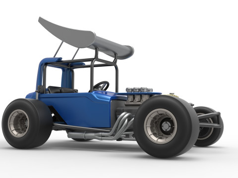 Vintage Winged Supermodified stock car Version 2 Scale 1 to 25 3D Baskı Modeli