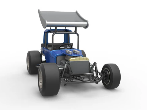 Vintage Winged Supermodified stock car Version 2 Scale 1 to 25 3D Print Model