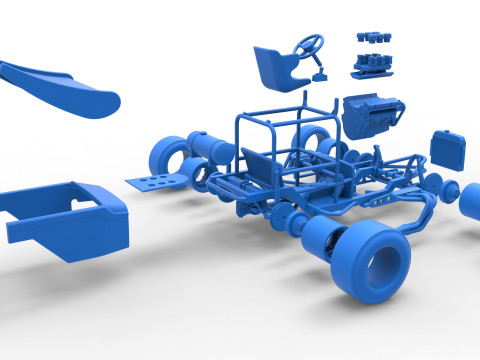 Vintage Winged Supermodified stock car Version 2 Scale 1 to 25 3D Baskı Modeli