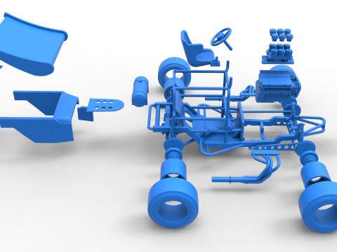 Vintage Winged Supermodified stock car Version 2 Scale 1 to 25 3D Baskı Modeli