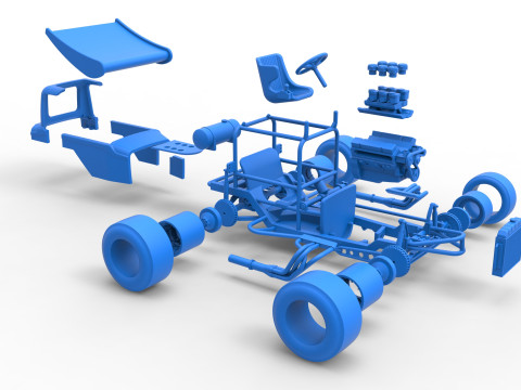 Vintage Winged Supermodified stock car Version 2 Scale 1 to 25 3D Baskı Modeli