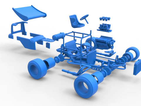 Vintage Winged Supermodified stock car Version 2 Scale 1 to 25 3D Print Model