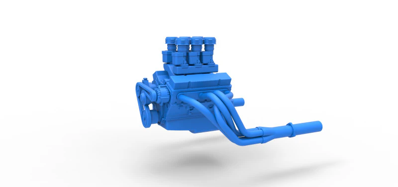Engine of Vintage Supermodified stock car Version 2 Scale 1 to 25 3D Print Model .c4d .max .obj .3ds .fbx .stl .blend 