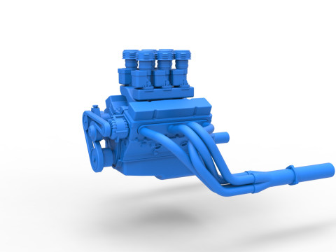 Engine of Vintage Supermodified stock car Version 2 Scale 1 to 25 3D Принт Модель