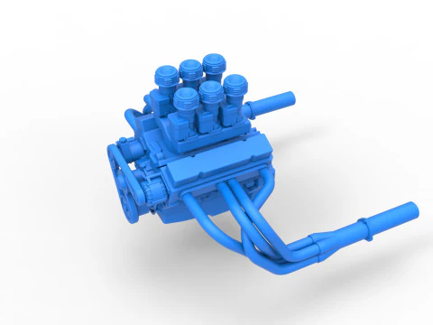 Engine of Vintage Supermodified stock car Version 2 Scale 1 to 25 3D Print Model