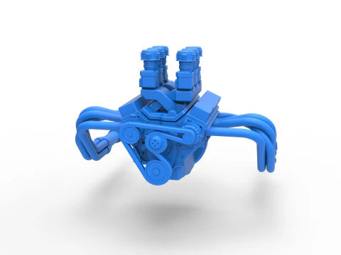Engine of Vintage Supermodified stock car Version 2 Scale 1 to 25 3D Print Model