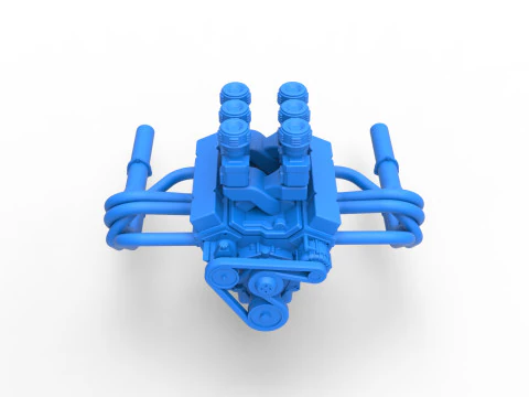 Engine of Vintage Supermodified stock car Version 2 Scale 1 to 25 3D Print Model
