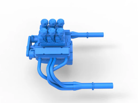 Engine of Vintage Supermodified stock car Version 2 Scale 1 to 25 3D Print Model