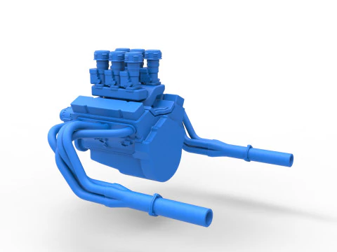 Engine of Vintage Supermodified stock car Version 2 Scale 1 to 25 3D Print Model