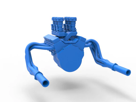 Engine of Vintage Supermodified stock car Version 2 Scale 1 to 25 3D Print Model