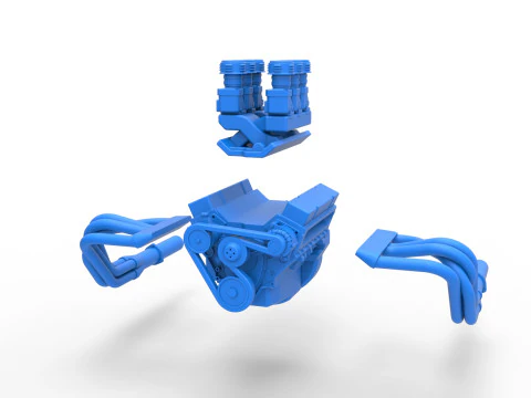 Engine of Vintage Supermodified stock car Version 2 Scale 1 to 25 3D Print Model