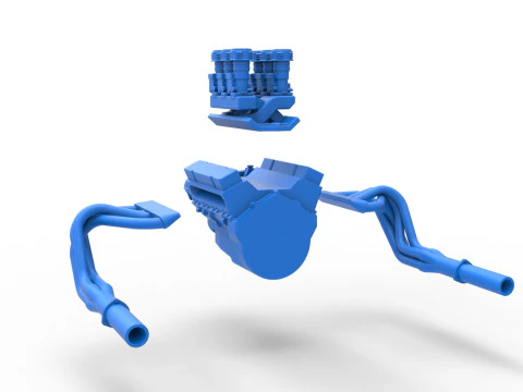 Engine of Vintage Supermodified stock car Version 2 Scale 1 to 25 3D Print Model