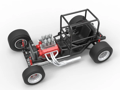 Vintage Supermodified stock car Base Version 2 Scale 1 to 25 3D Print Model