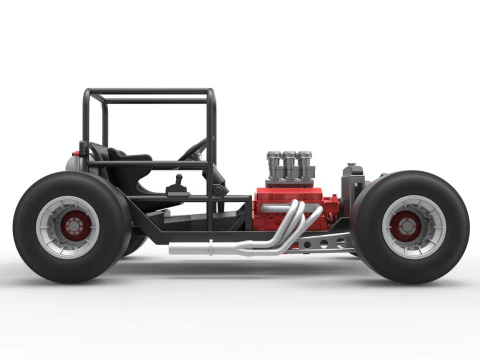 Vintage Supermodified stock car Base Version 2 Scale 1 to 25 3D Print Model