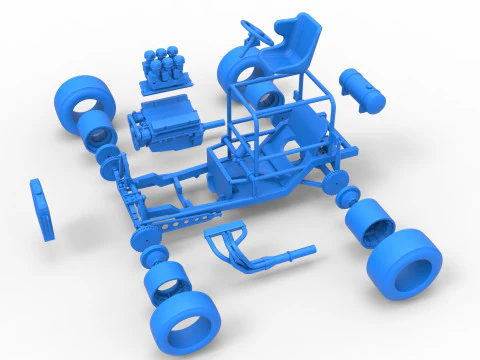 Vintage Supermodified stock car Base Version 2 Scale 1 to 25 3D Print Model