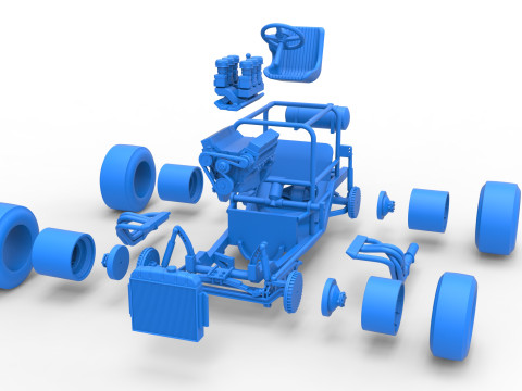 Vintage Supermodified stock car Base Version 2 Scale 1 to 25 Model Cetak 3D