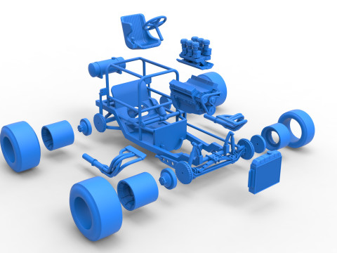 Vintage Supermodified stock car Base Version 2 Scale 1 to 25 Model Cetak 3D