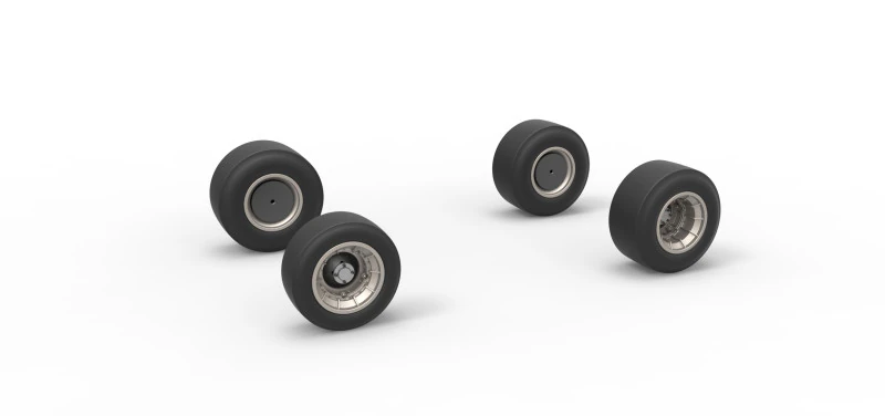 Wheel set of Vintage Asphalt Supermodified stock car V2 Scale 1 to 25 3D Print Model .c4d .max .obj .3ds .fbx .stl .blend 