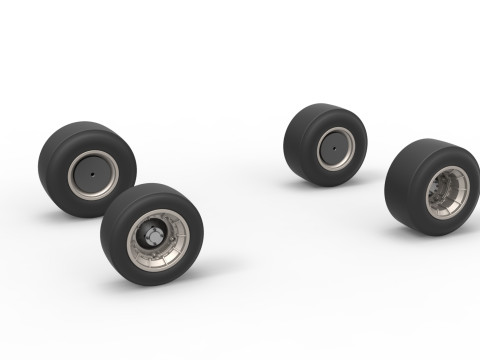 Wheel set of Vintage Asphalt Supermodified stock car V2 Scale 1 to 25 3D Принт Модель