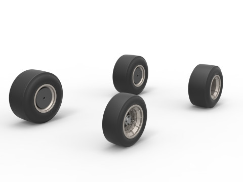 Wheel set of Vintage Asphalt Supermodified stock car V2 Scale 1 to 25 3D Принт Модель