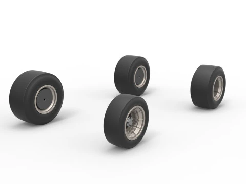 Wheel set of Vintage Asphalt Supermodified stock car V2 Scale 1 to 25 3D Print Model