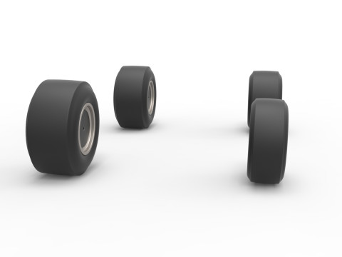 Wheel set of Vintage Asphalt Supermodified stock car V2 Scale 1 to 25 3D Принт Модель