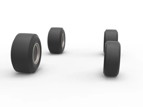 Wheel set of Vintage Asphalt Supermodified stock car V2 Scale 1 to 25 3D Print Model