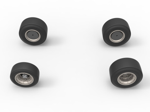 Wheel set of Vintage Asphalt Supermodified stock car V2 Scale 1 to 25 3D Принт Модель