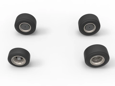 Wheel set of Vintage Asphalt Supermodified stock car V2 Scale 1 to 25 3D Print Model