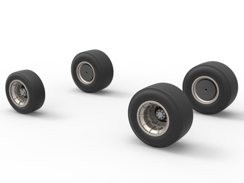 Wheel set of Vintage Asphalt Supermodified stock car V2 Scale 1 to 25 3D Принт Модель