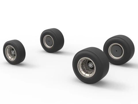 Wheel set of Vintage Asphalt Supermodified stock car V2 Scale 1 to 25 3D Print Model