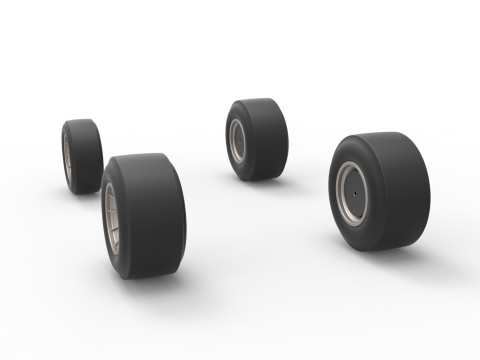 Wheel set of Vintage Asphalt Supermodified stock car V2 Scale 1 to 25 3D Принт Модель