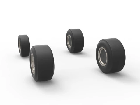 Wheel set of Vintage Asphalt Supermodified stock car V2 Scale 1 to 25 3D Print Model