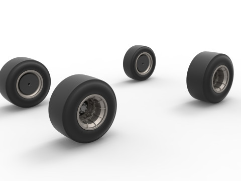 Wheel set of Vintage Asphalt Supermodified stock car V2 Scale 1 to 25 3D Принт Модель