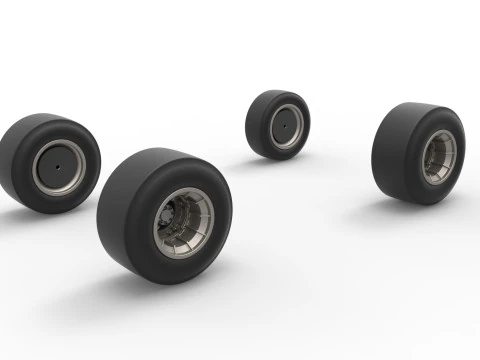 Wheel set of Vintage Asphalt Supermodified stock car V2 Scale 1 to 25 3D Print Model