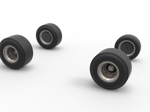 Wheel set of Vintage Asphalt Supermodified stock car V2 Scale 1 to 25 3D Принт Модель