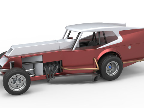 Vintage Dirt Modified stock car Version 5 Échelle 1 à 25 Modèles 3D en vedette