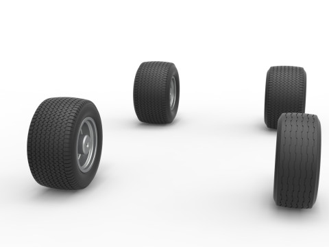 Northeast Dirt Modifiye stok arabanın tekerlek seti Versiyon 5 Ölçek 1 ila 25 3D Baskı Modeli