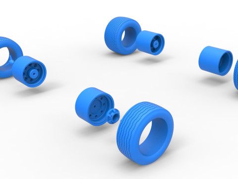 Northeast Dirt Modifiye stok arabanın tekerlek seti Versiyon 5 Ölçek 1 ila 25 3D Baskı Modeli