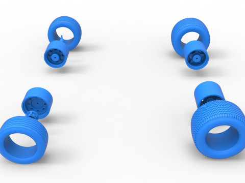 Northeast Dirt Modifiye stok arabanın tekerlek seti Versiyon 5 Ölçek 1 ila 25 3D Baskı Modeli