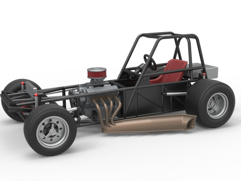 Vintage Dirt Modified stock car Base Version 3 Scale 1 to 25 3D Print Model