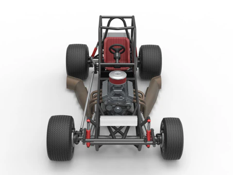 Vintage Dirt Modified stock car Base Version 3 Scale 1 to 25 3D Print Model