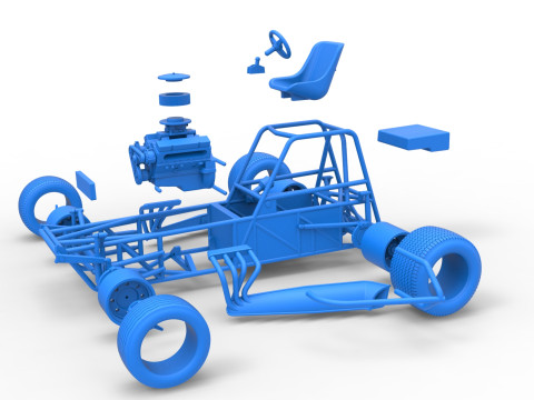 Base de stock car modificada para sujeira vintage versão 3 escala 1 a 25 Modelo de Impressão 3D