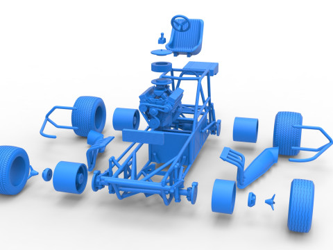 Base de stock car modificada para sujeira vintage versão 3 escala 1 a 25 Modelo de Impressão 3D