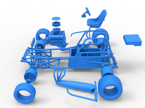 Base de stock car modificada para sujeira vintage versão 3 escala 1 a 25 Modelo de Impressão 3D